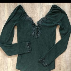 Free People lace trim thermal top L